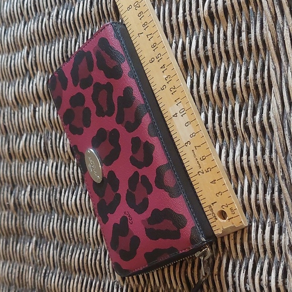 Coach Red and Black Leopard Print Wallet - Picture 10 of 13